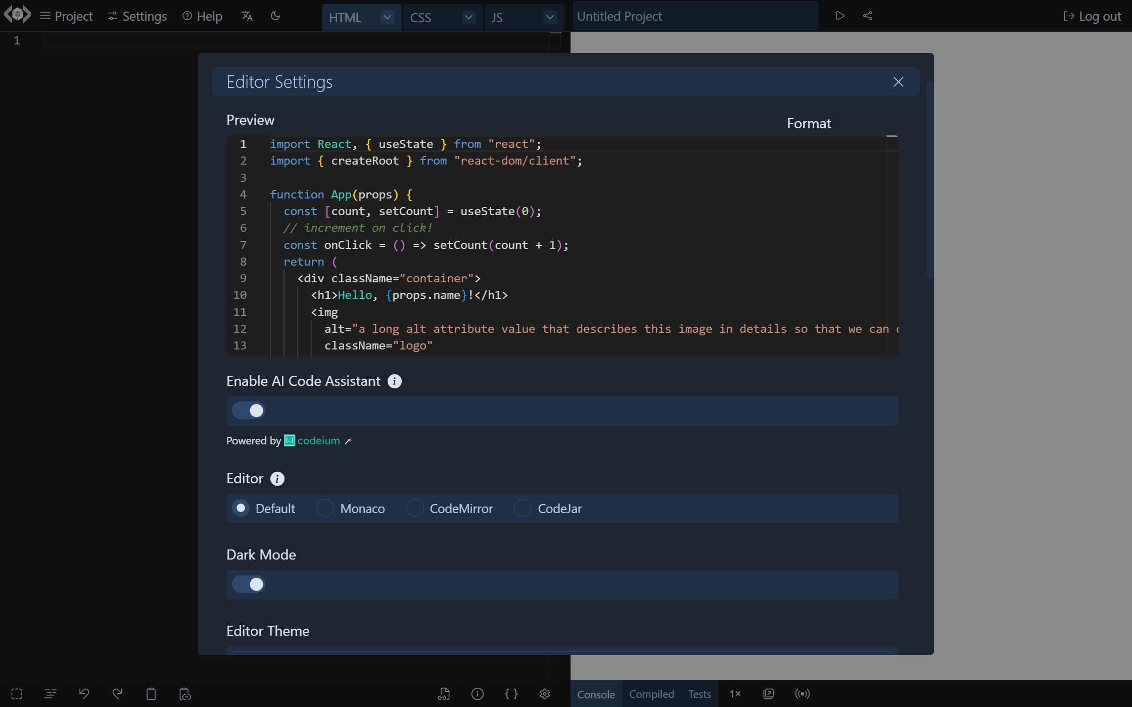 AI Code Assistant 🪄 | LiveCodes